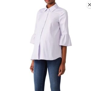 Slate & Willow M Lilac Oxford Maternity Shirt